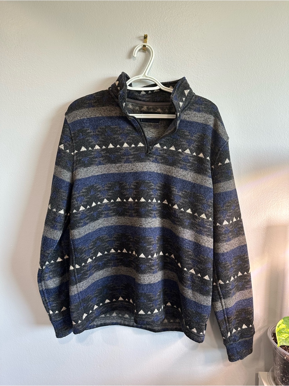 Lucky Brand Aztec Fleece Pullover Quarter Zip Sweater Size Large
